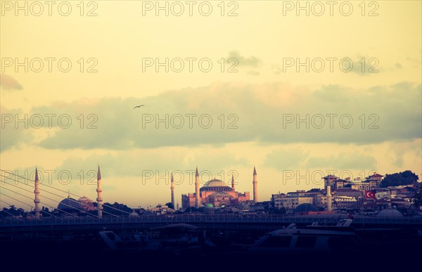 Hagia sophia and Ottoman mosque in view in Istanbul