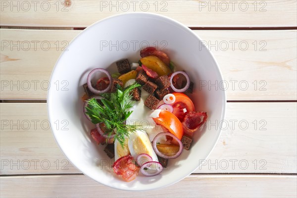 Country salad with fried potato