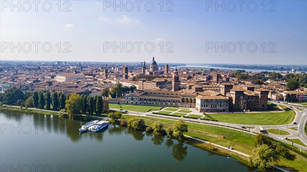 Aerial of the Unesco world heritage site the city of Mantua