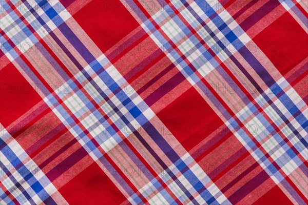 Elevated view tartan textile pattern