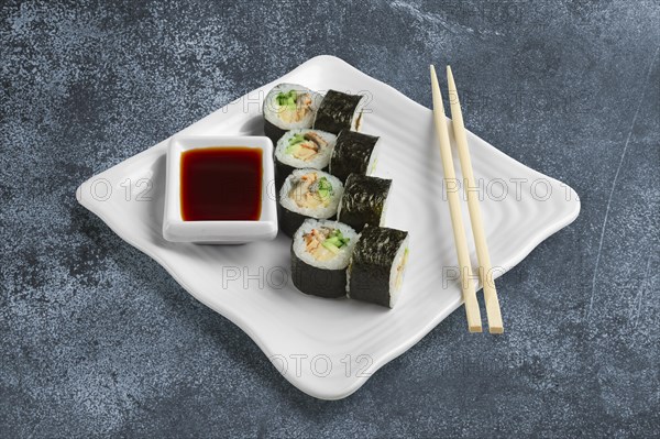 Set of rolls with salmon