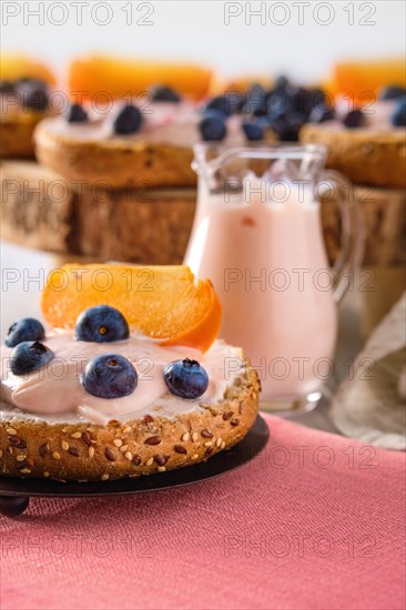 Closeup view of sweet buns with soft cheese