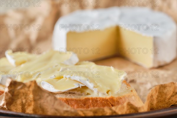 Macro photo with shallow depth of field of brie cheese