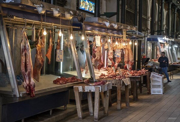 Raw meat at a stall