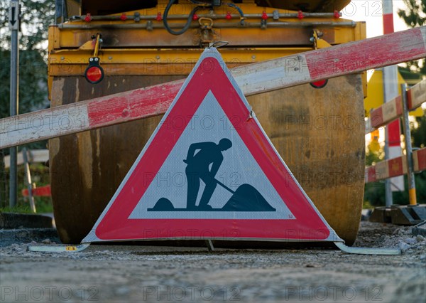 Warning sign on a construction site
