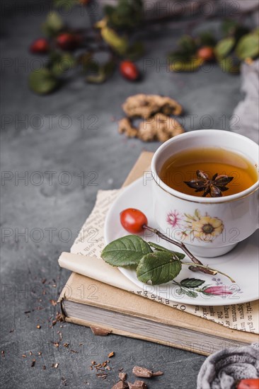 High angle cup with tea star anise