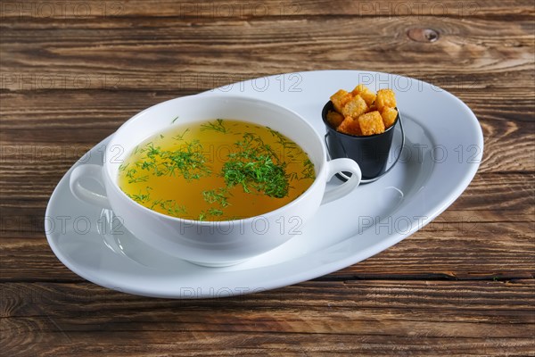 Plate of chicken bouillon