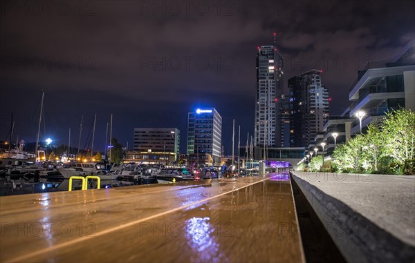 Yacht harbor in the city