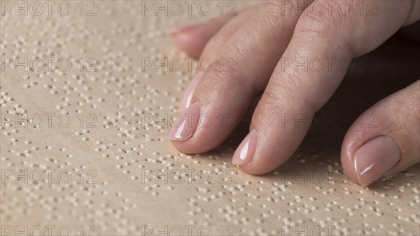 Close up hand reading