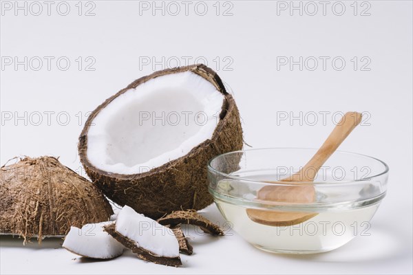 Close up shot transparent coconut oil