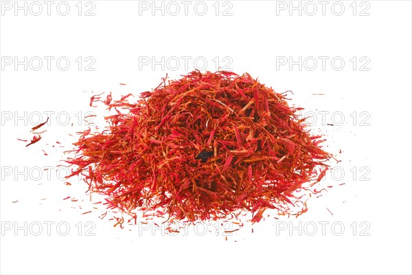 Pile of saffron isolated on white background