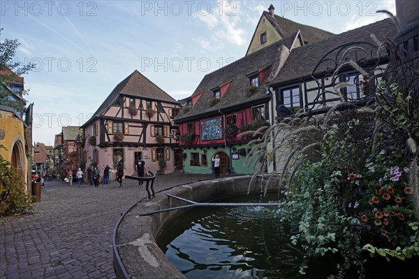 Colourful half-timbered houses in the historic old town of Riquewihr