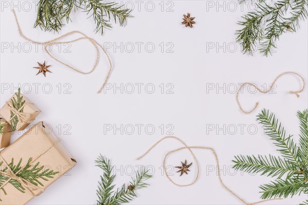 Christmas decorations forming frame shape