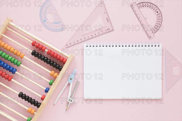 Math rulers supplies with abacus empty notebook