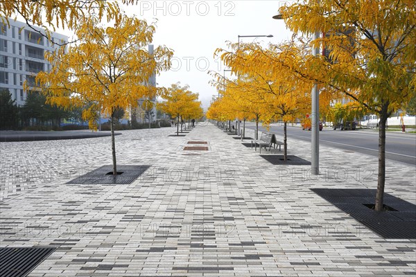 Creative structure with paving stones on sidewalk