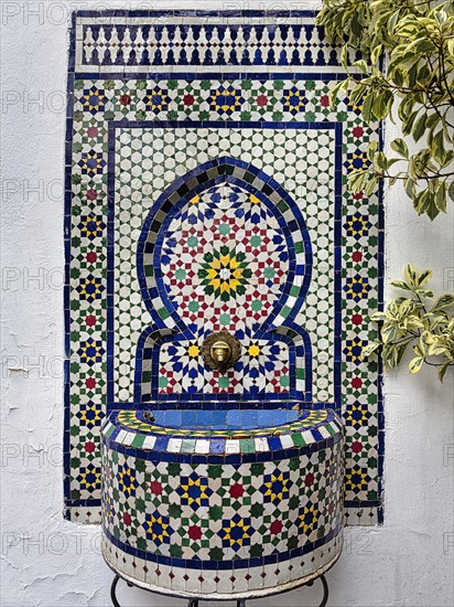 Washbasin on a wall in a riad