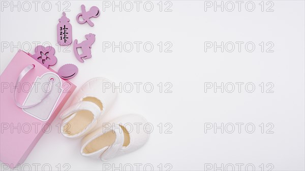 Top view cute little baby girl accesories with copy space. Resolution and high quality beautiful photo