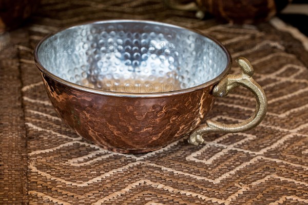 Taditional Ottoman Turkish style metal bowl in view