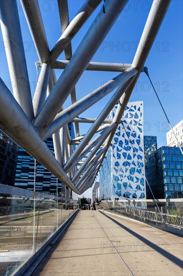 Oslo skyline modern city architecture building with bridge in Barcode District in Oslo