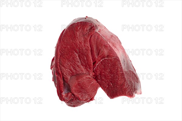 Raw fresh deer boneless ham isolated on white background