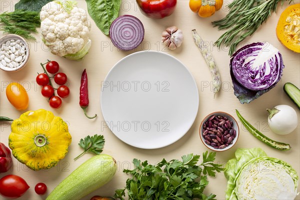 Top view organic vegetables arrangement. Resolution and high quality beautiful photo