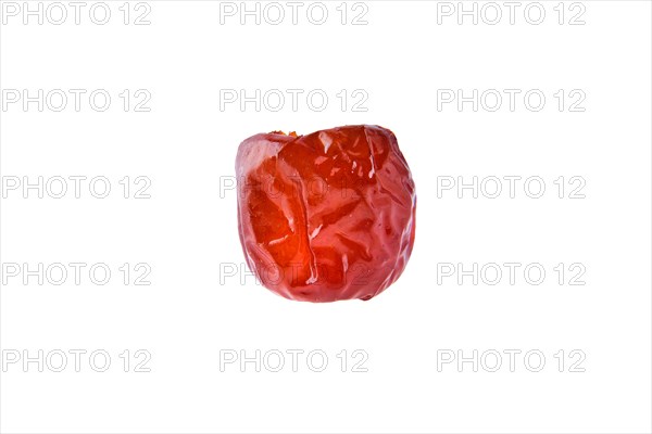Close up view of dry date fruit isolated on white background