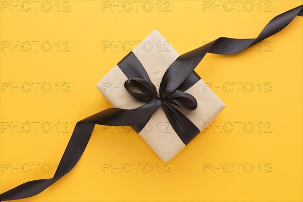 Top view gift box with black ribbon. Resolution and high quality beautiful photo