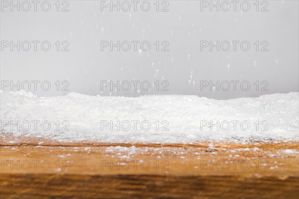 Wood board heap snow. Resolution and high quality beautiful photo