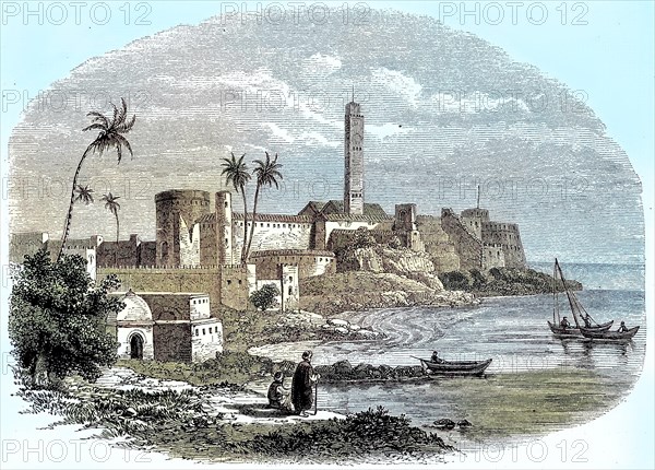 Mosque and city of Rabat in 1870