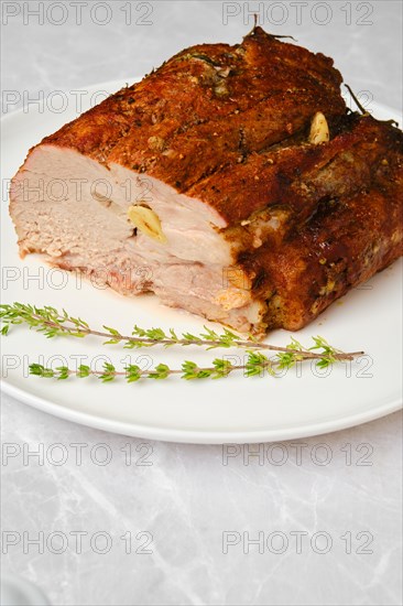 Closeup view of homemade pork neck ham