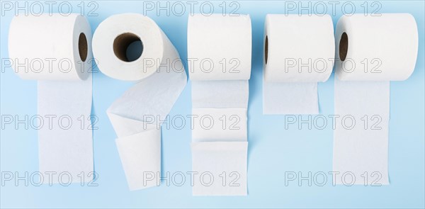 Top view toilet paper rolls unfolded. Resolution and high quality beautiful photo