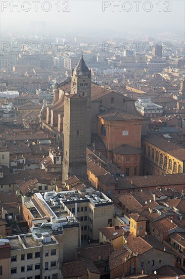 City view Bologna seen from the top of the Asinelli Tower