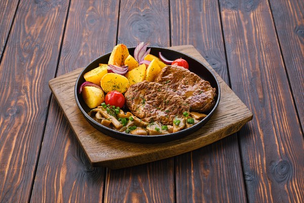 Plate with fried pork fillet