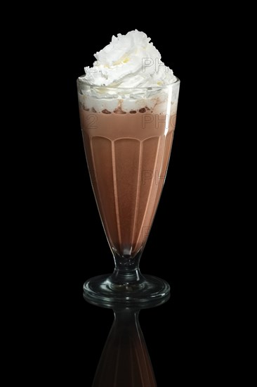 Milkshake chocolate summer cocktail isolated on black