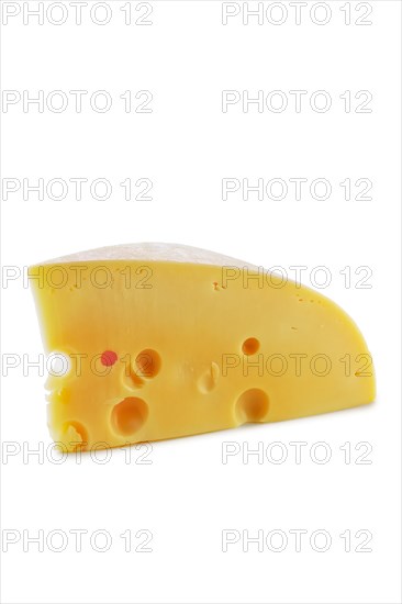 Triangle piece of gouda cheese isolated on white background