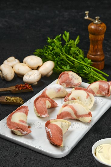 Frozen semifinished dumplings stuffed with champignon