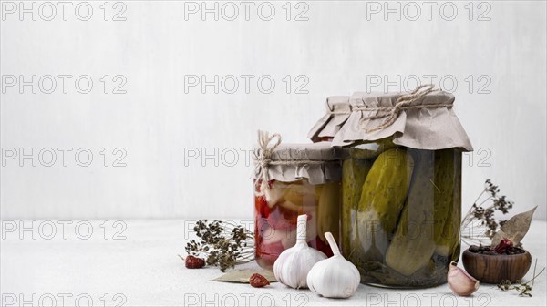 Pickled vegetables with white background