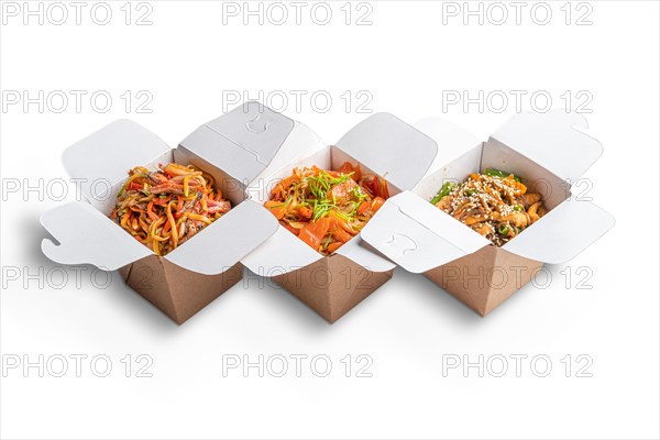 Variety of noodle in take away cardboard box