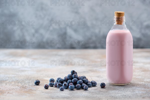 Bottle of homemade blueberry yogurt