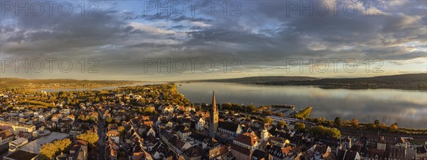 View over the town of Radolfzell on Lake Constance and the Mettnau peninsula
