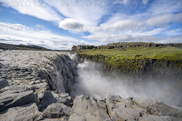 Canyon with falling water masses