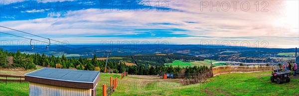 Panorama from Fichtelberg with view towards Oberwiesenthal in autumn