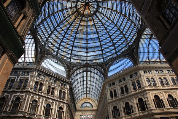 Galleria Umberto I. Shopping arcade covered by a large glass dome