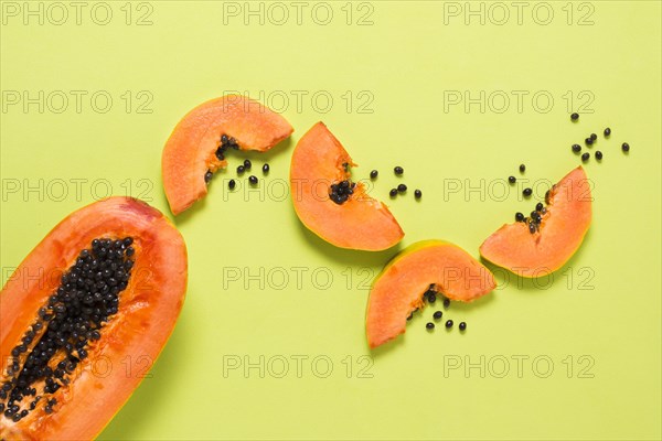 Top view delicious papaya table. Resolution and high quality beautiful photo