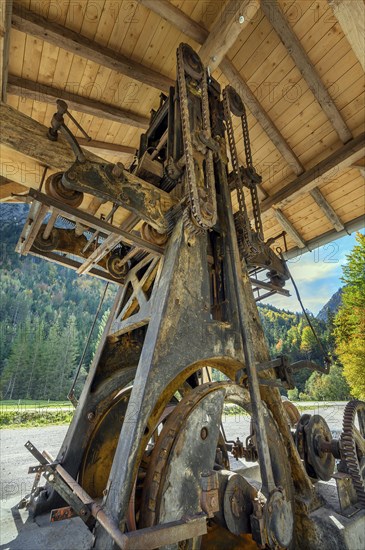 Gear train of an old wood sawing machine