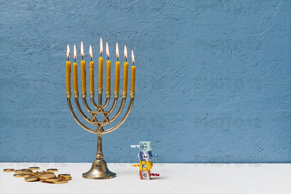 Hebrew candlestick holder burning