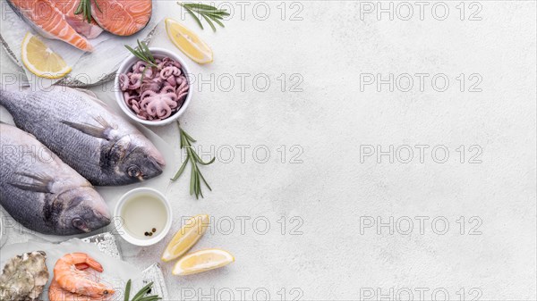 Top view delicious exotic seafood dish. Resolution and high quality beautiful photo