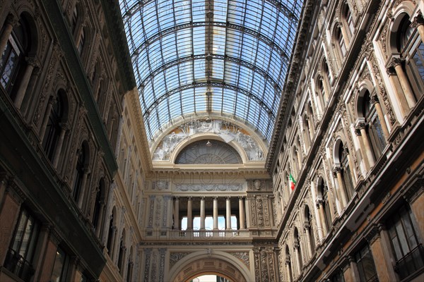 Galleria Umberto I. Shopping arcade covered by a large glass dome