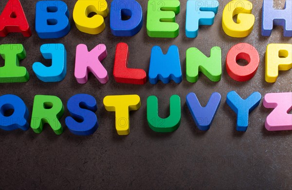 Alphabet ABC wooden letters for early education concept