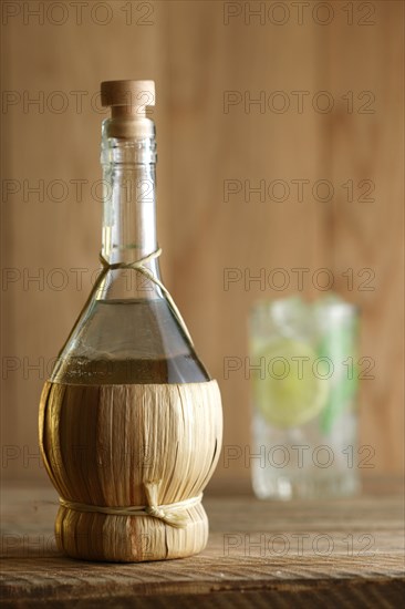 Morning cold lemonade on wooden table